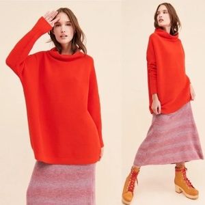 Free People Red Mock Ottoman Sweater, Women's L